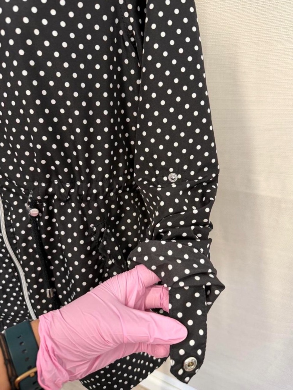 Caribbean Black Polka Dot Hooded Utility Jacket - Picture 3 of 6